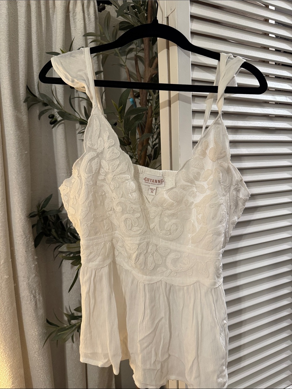 Shyanne White Embroidered babydoll Tank